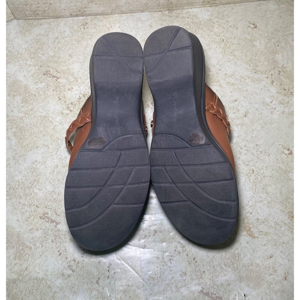Brown Leather Slip-On Clogs Braided Strap Casual Comfort Boho Festival Indie - Picture 7 of 9